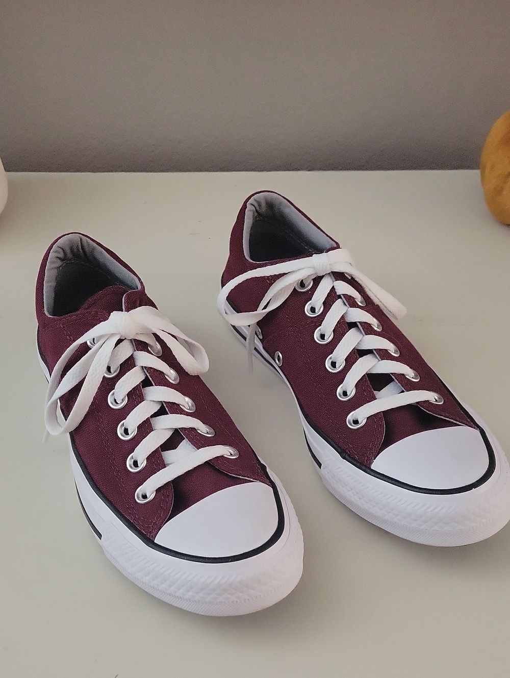 Classic Converse Low-Top Canvas Sneakers in Burgundy - Women's